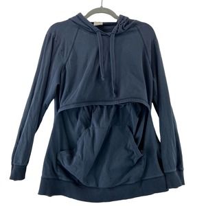 Boob Design Navy Blue Maternity Hoodie